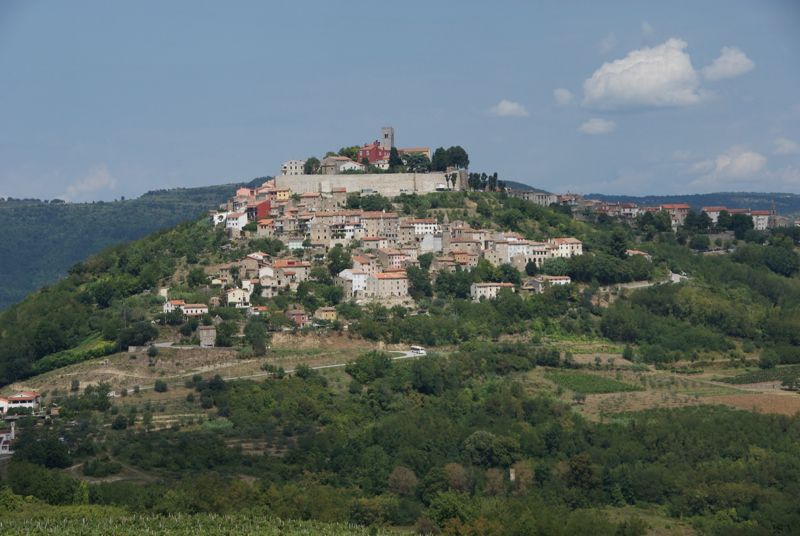 Motovun on its hill above the green inland Istrian countryside